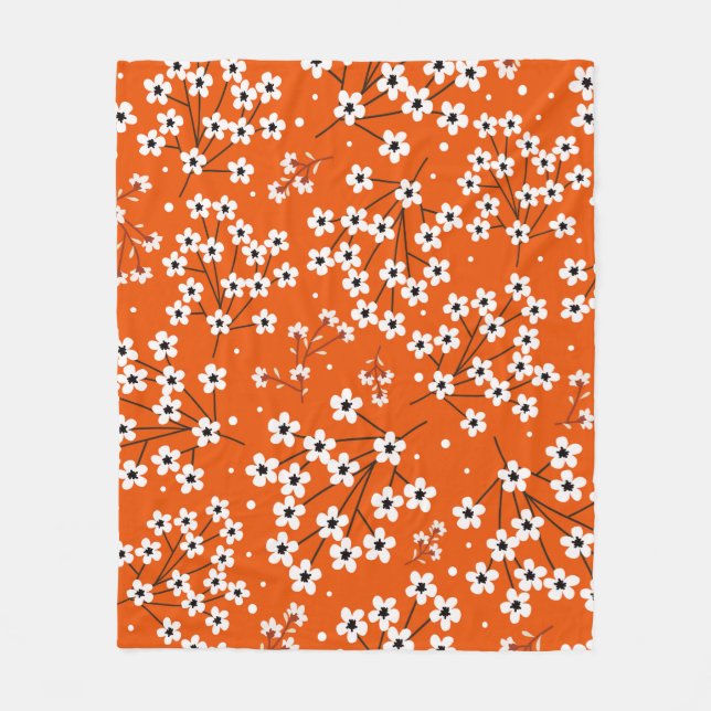Couverture Polaire Motif sans couture avec petites fleurs blanches (Devant)