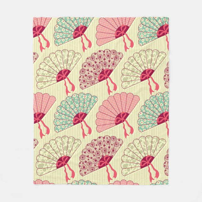 Couverture Polaire Motif sans couture avec ventilateurs.  (Devant)