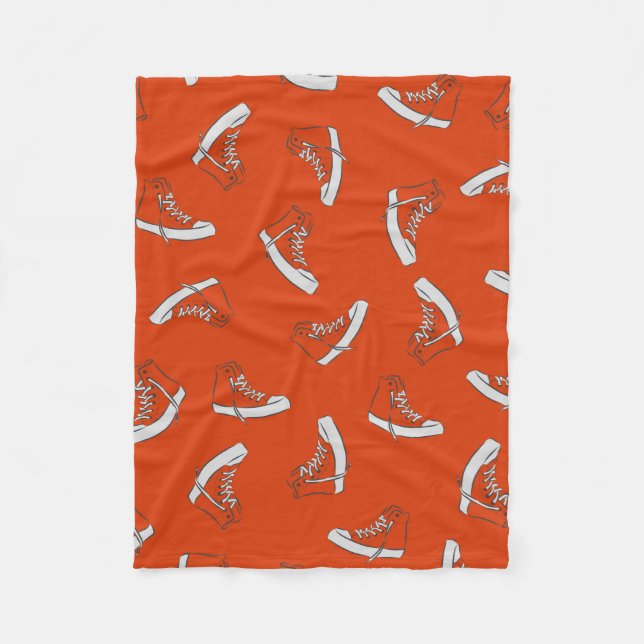 Couverture Polaire Motif sans couture basket sur arrière - plan rouge (Devant)