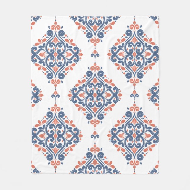 Couverture Polaire Motif sans couture bleu et orange. Vinta (Devant)