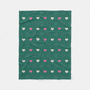Couverture Polaire Motif sans couture Cœur Rose & Vert Minimaliste Mi