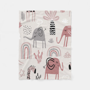 Couverture Polaire Motif sans couture colorée avec des éléphants mign