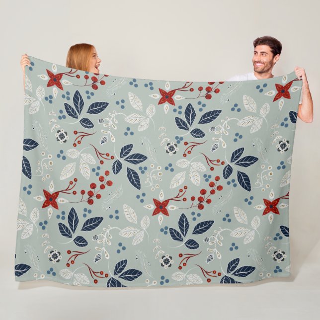 Couverture Polaire Motif sans couture d'art folklorique floral scandi (En situation)