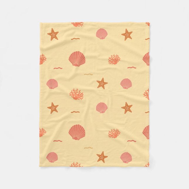 Couverture Polaire Motif sans couture de coquillage de récif corallie (Devant)