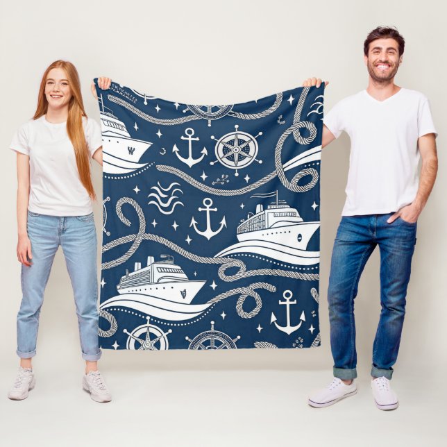 Couverture Polaire Motif sans couture de croisière nautique (En situation)