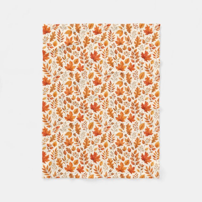 Couverture Polaire Motif sans couture de feuilles d'automne chaudes (Devant)