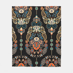 Couverture Polaire Motif sans couture de Paisley. Arrière-plan sombre