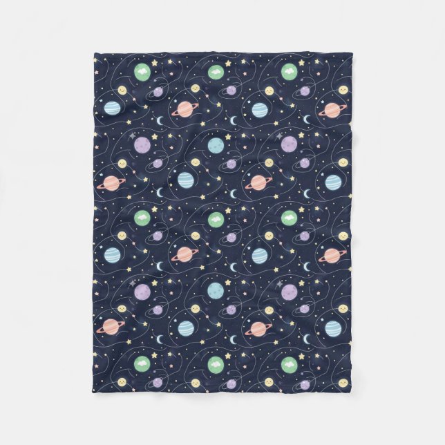 Couverture Polaire Motif sans couture de planètes du système solaire (Devant)