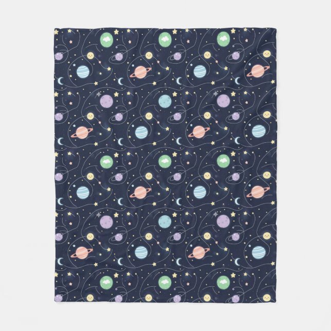 Couverture Polaire Motif sans couture de planètes du système solaire (Devant)