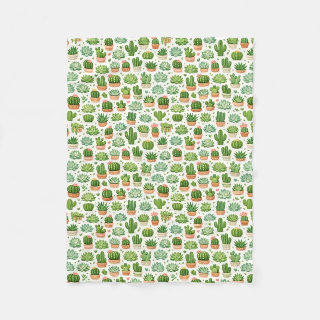 Couverture Polaire Motif sans couture de plante succulente mignonne (Devant)