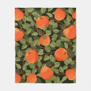 Couverture Polaire Motif sans couture de pommes avec feuilles verts p