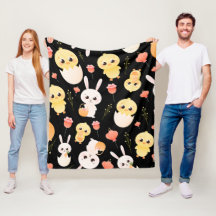 Motif sans couture de poussins et de lapins de Pâq