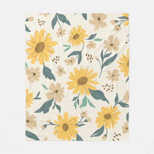 Couverture Polaire Motif sans couture de tournesol. Marguerite jaune  (Devant)
