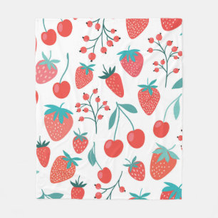 Couverture Polaire Motif sans couture décorative avec fruits, fraise