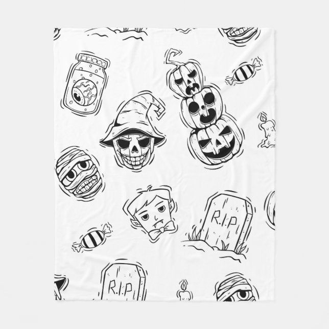 Couverture Polaire Motif sans couture des icônes d'halloween avec tir (Devant)