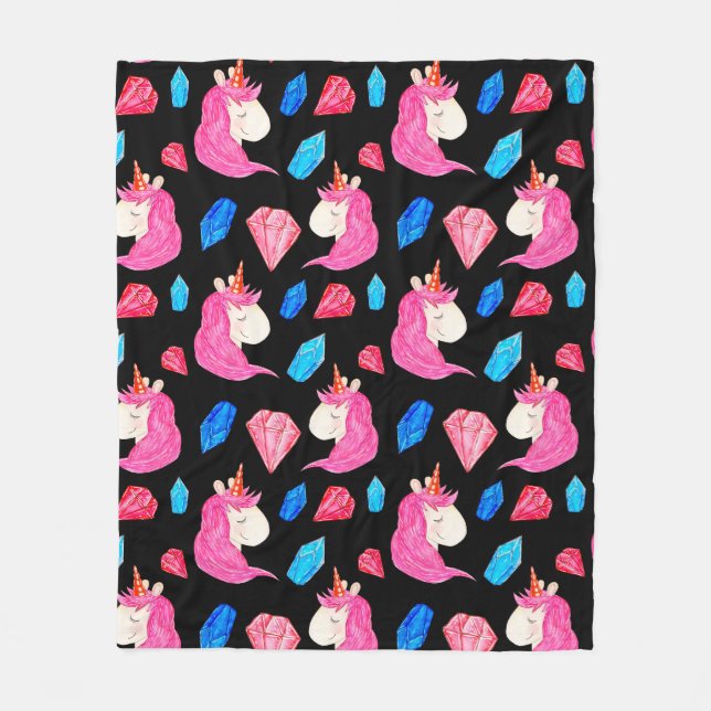 Couverture Polaire Motif sans couture d'une licorne magique avec mult (Devant)