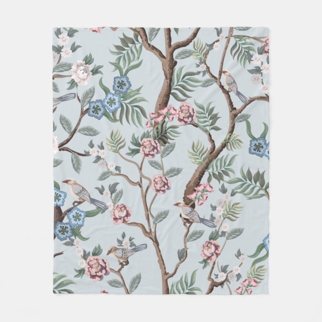 Couverture Polaire Motif sans couture en style chinoiserie avec pivoi (Devant)