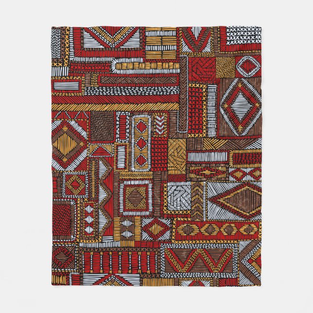 Couverture Polaire Motif sans couture en style patchwork. E brodé (Devant)