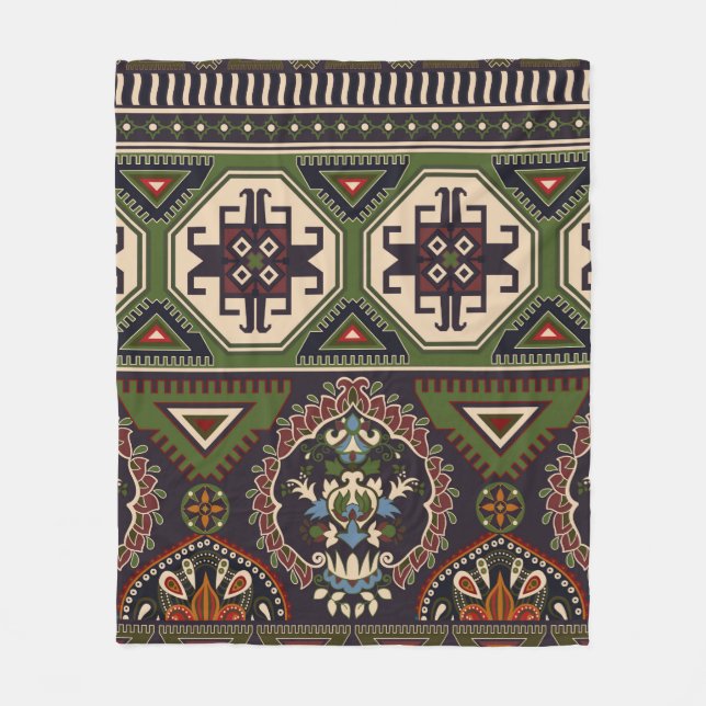 Couverture Polaire Motif sans couture folklorique. Ethique géométriqu (Devant)