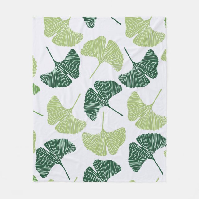 Couverture Polaire Motif sans couture Green ginkgo biloba  (Devant)