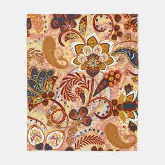 Couverture Polaire Motif sans couture Paisley avec des fleurs dans l'