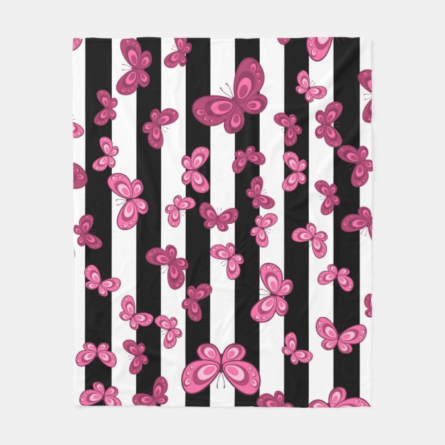 Couverture Polaire Motif sans couture papillon sur arrière - plan bla (Devant)