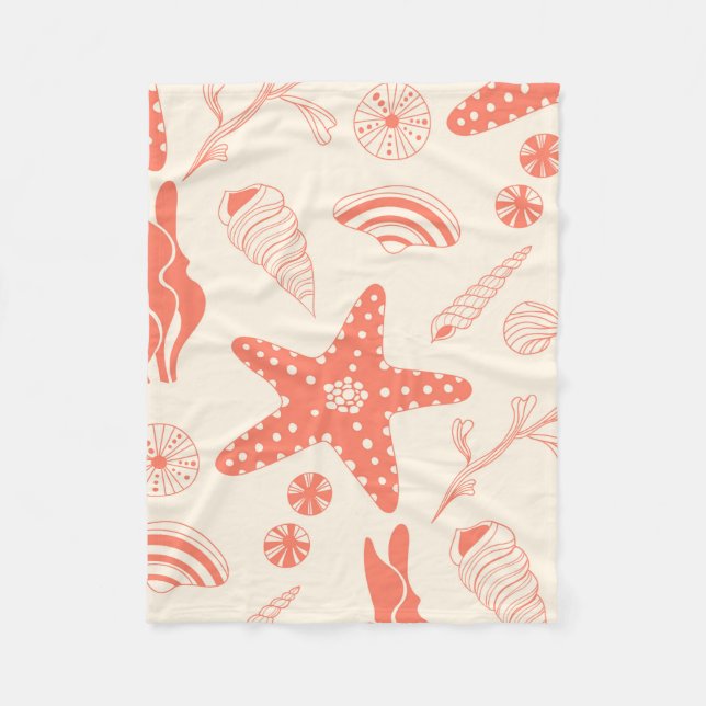 Couverture Polaire Motif sans joint avec coquillages (Devant)