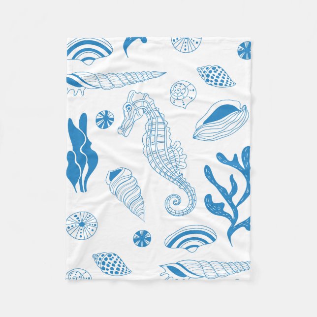 Couverture Polaire Motif sans joint avec coquillages (Devant)