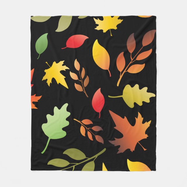 Couverture Polaire Motif sans joint avec les feuilles d'automne tombé (Devant)