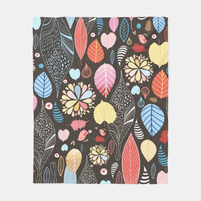 Couverture Polaire Motif sans soudure à l'automne avec des feuilles c (Devant)