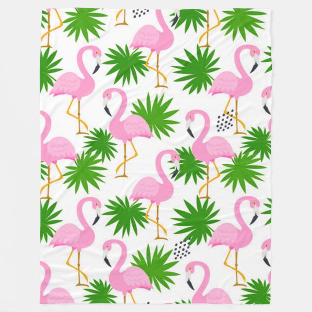 Couverture Polaire motif sans soudure avec flamants roses mignons (Devant)