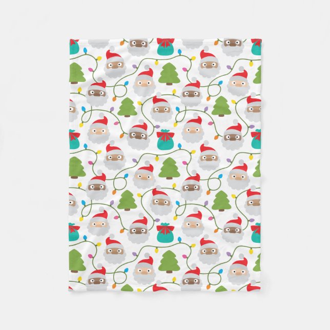 Couverture Polaire Motif Santa Clauses (Devant)