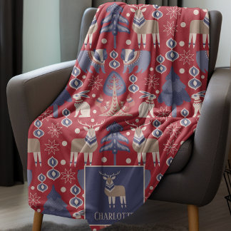 Couverture Polaire Motif scandinave d'hiver nordique Personnalisé