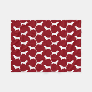 Couverture Polaire Motif silhouettes de Basset Hound rouge et blanc