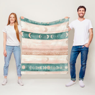 Couverture Polaire Motif Soleil Lune Rustique pour une Vie Spirituell