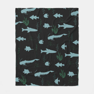 Couverture Polaire motif sous-marin Abstrait avec poissons et algues