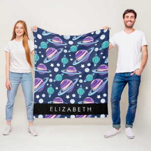 Couverture Polaire Motif spatial, Planètes, Étoiles, Galaxie, Votre n