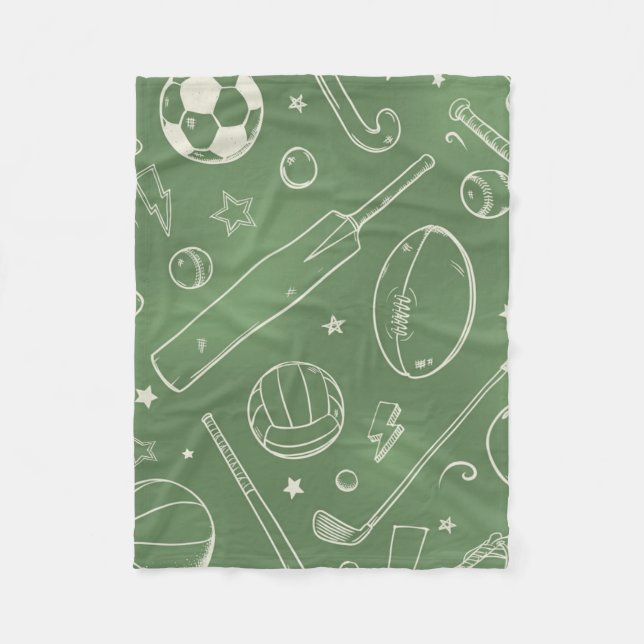 Couverture Polaire Motif sportif vert (Devant)