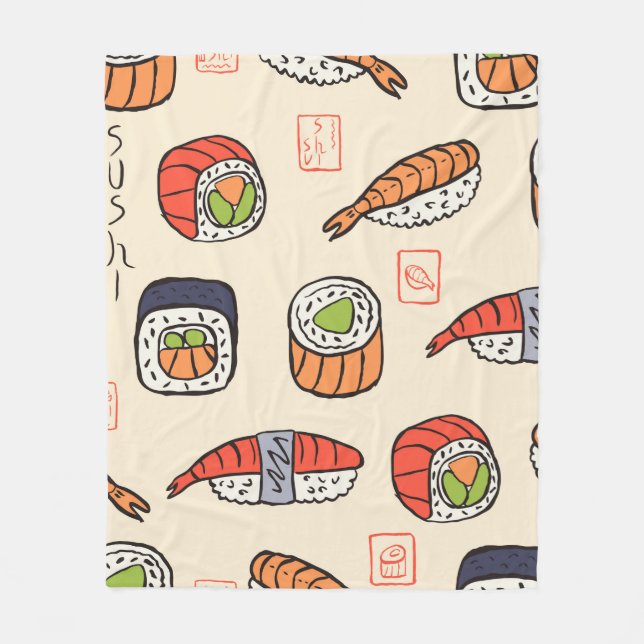 Couverture Polaire motif sushi sans soudure (Devant)