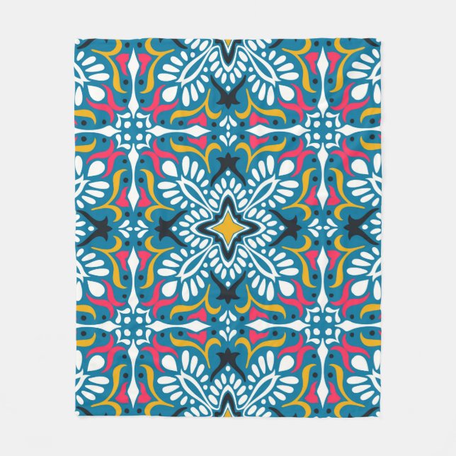 Couverture Polaire Motif Talavera. Un patchwork indien. Azulejos port (Devant)