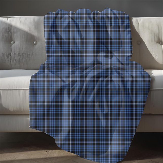 Couverture Polaire Motif Tartan bleu rustique (Rustic Blue Tartan Plaid Pattern Fleece Blanket)