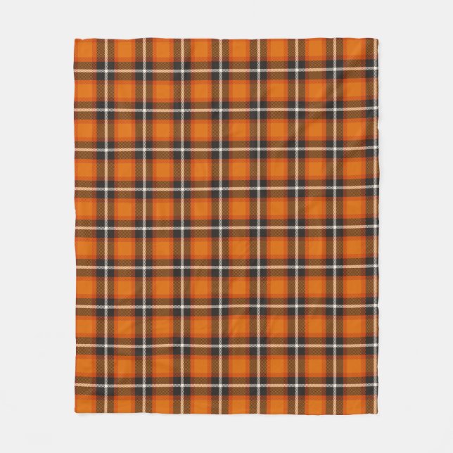 Couverture Polaire Motif Tartan Classique Orange Noir Décoration Mais (Devant)