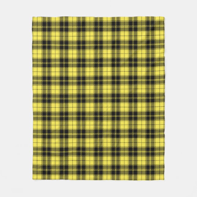 Couverture Polaire Motif Tartan Jaune Noir  (Devant)