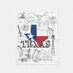 Couverture Polaire Motif Texas Illustration Doodles of Texas Texas