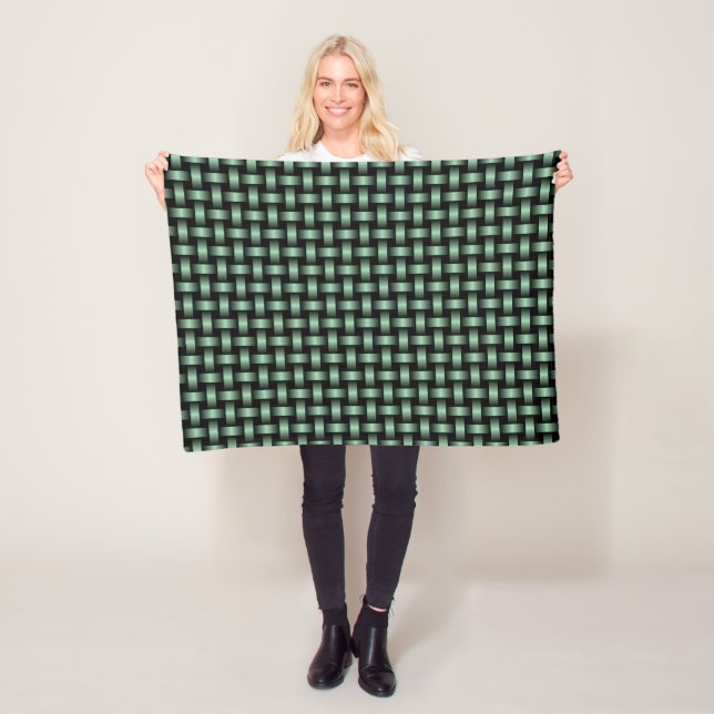 Couverture Polaire Motif Tissé Vert Noir (En situation)