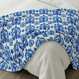 Couverture Polaire Motif Toile de Jouy bleu français
