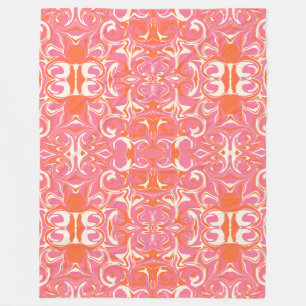 Couverture Polaire Motif torride en rose, orange et crème