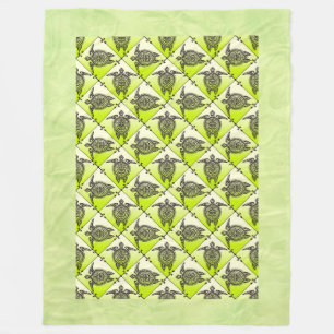 Couverture Polaire Motif Tortues de mer chamaniques - vert