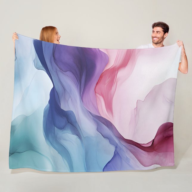 Couverture Polaire Motif tourbillon de fumée arc-en-ciel (En situation)