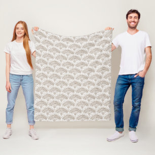 Couverture Polaire Motif traditionnel ethnique africain blanc marron